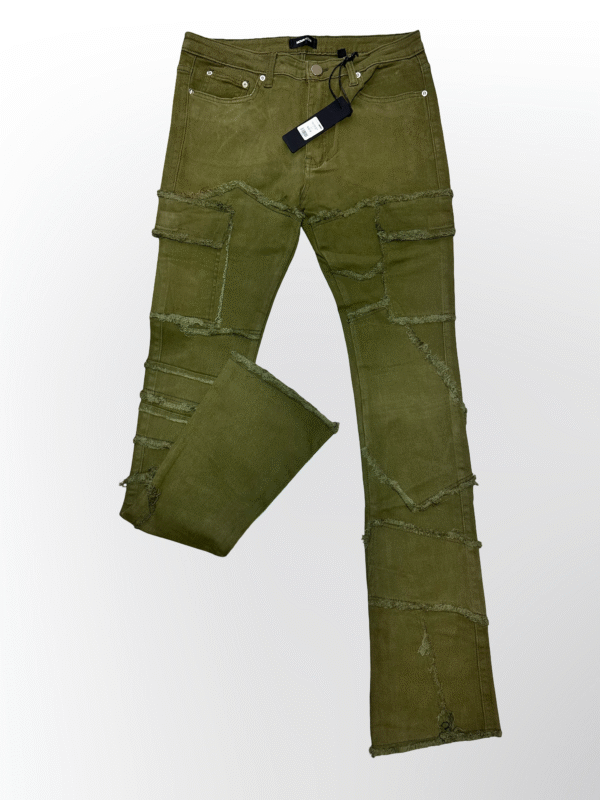 Pantalón Flare Destroyed Verde Militar - Image 2