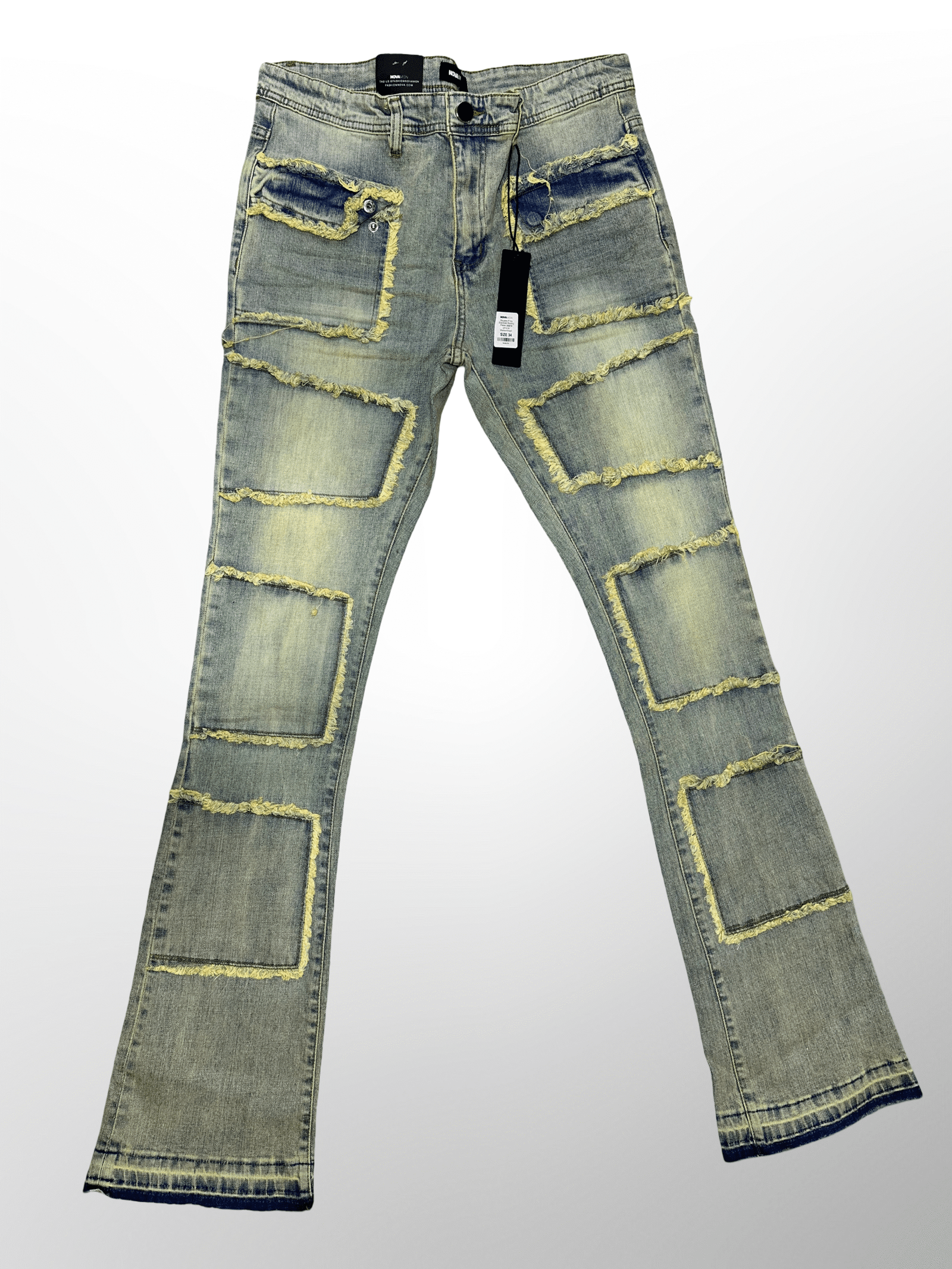Pantalón Flare Patchwork Geométrico